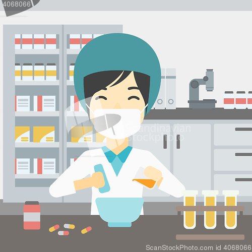Image of Pharmacist preparing medication.
