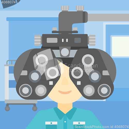 Image of Patient during eye examination vector illustration
