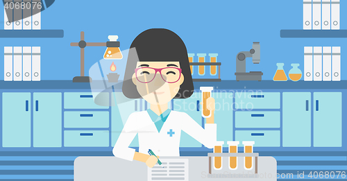 Image of Laboratory assistant working vector illustration.