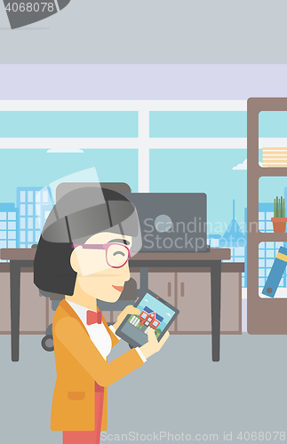 Image of Woman looking for house vector illustration.