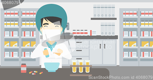 Image of Pharmacist preparing medication.