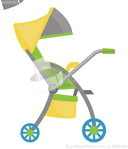 Image of Colourful baby stroller vector illustration.