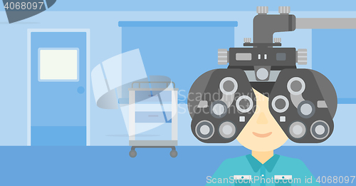 Image of Patient during eye examination vector illustration