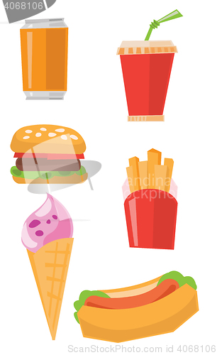 Image of Fast food products vector illustration.