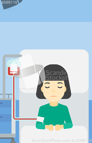 Image of Patient lying in hospital bed vector illustration.