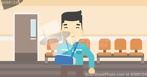 Image of Injured man with broken arm vector illustration.