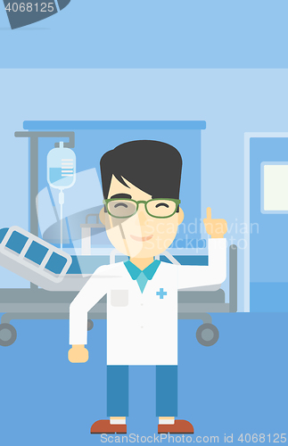 Image of Doctor showing finger up vector illustration.
