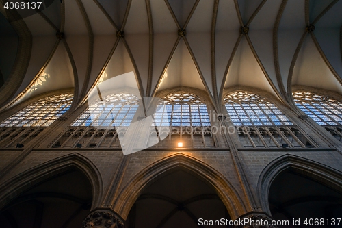 Image of BRUSSELS, BELGIUM-NOVEMBER 23, 2014: The Cathedral of St. Michael and St. Gudula, 1000 year old cathedral in the Capital