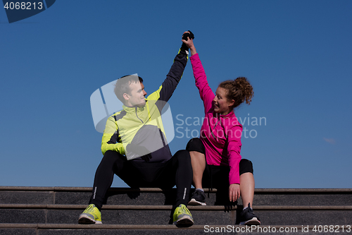 Image of congratulate and happy to finish morning workout