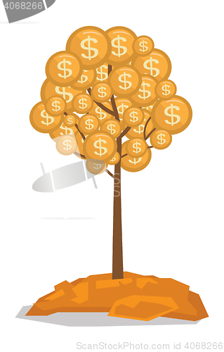 Image of Money tree with golden coins vector illustration.