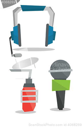 Image of Headphones and microphones vector illustration.