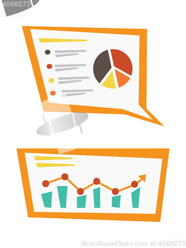 Image of Linear and pie charts vector illustration.