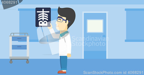 Image of Doctor examining radiograph vector illustration.