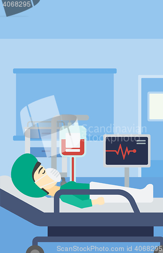 Image of Woman lying in hospital bed.