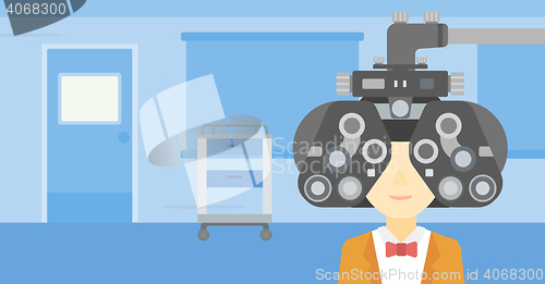 Image of Patient during eye examination vector illustration