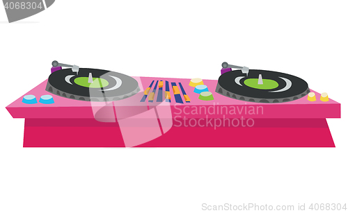 Image of DJ turntable console mixer vector illustration.