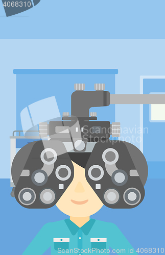 Image of Patient during eye examination vector illustration