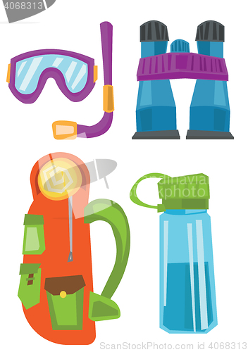 Image of Equipment for sport and travel vector illustration