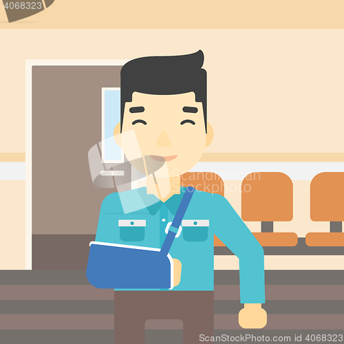 Image of Injured man with broken arm vector illustration.