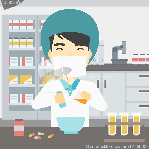 Image of Pharmacist preparing medication.