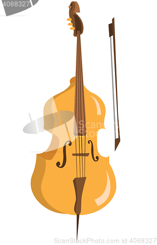 Image of Wooden cello with bow vector illustration.