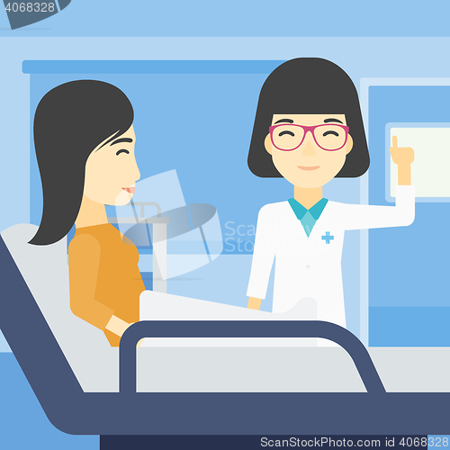 Image of Doctor visiting patient vector illustration.