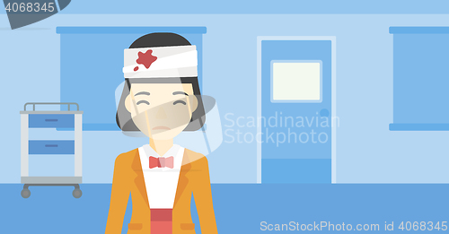 Image of Woman with injured head vector illustration.