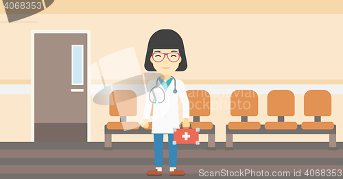 Image of Doctor with first aid box vector illustration.