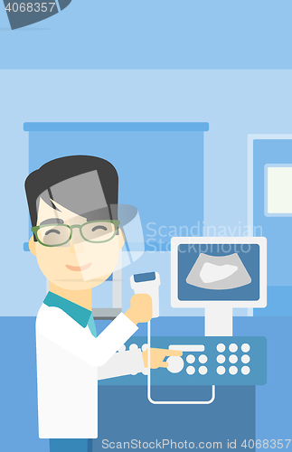 Image of Male ultrasound doctor vector illustration.