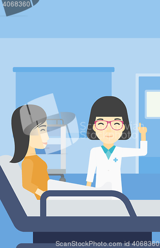 Image of Doctor visiting patient vector illustration.