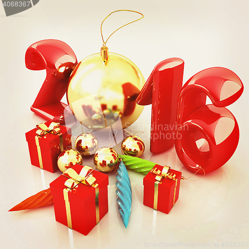 Image of Happy new 2016 year. 3D illustration. Vintage style.
