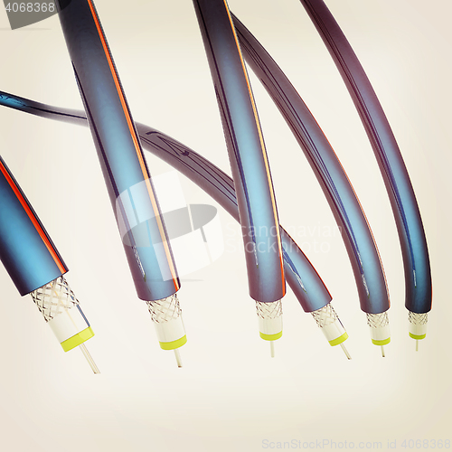 Image of Cables for high tech connect. 3D illustration. Vintage style.