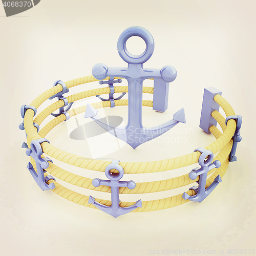 Image of Design fence of anchors on the ropes and anchor in the center. 3