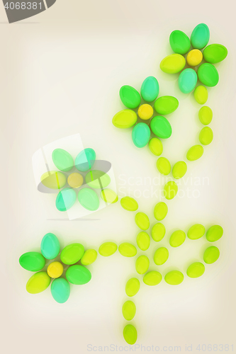 Image of Eggs in the shape of a flower. Unique Design. 3D illustration. V
