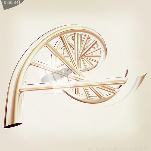 Image of DNA structure model on white. 3D illustration. Vintage style.