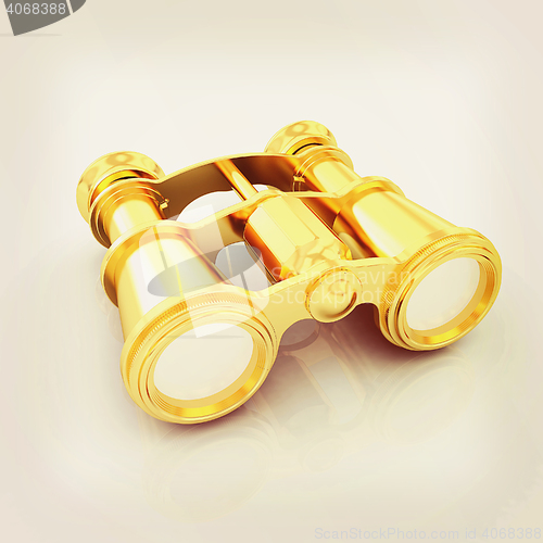 Image of binoculars. 3D illustration. Vintage style.