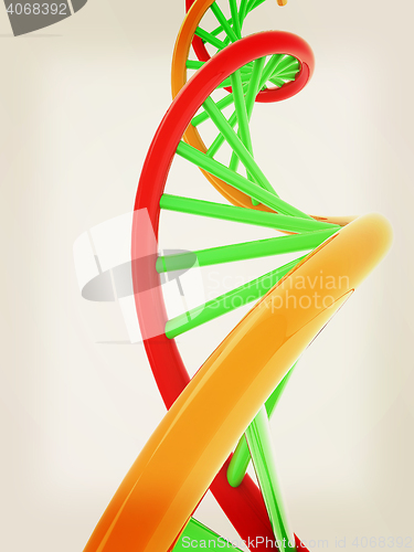 Image of DNA structure model on white. 3D illustration. Vintage style.