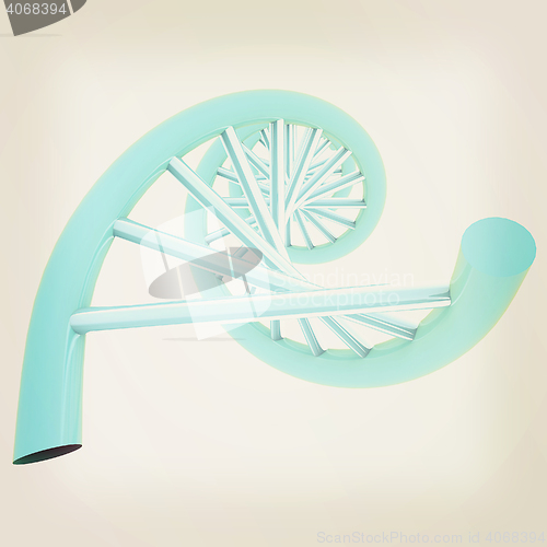 Image of DNA structure model on white. 3D illustration. Vintage style.