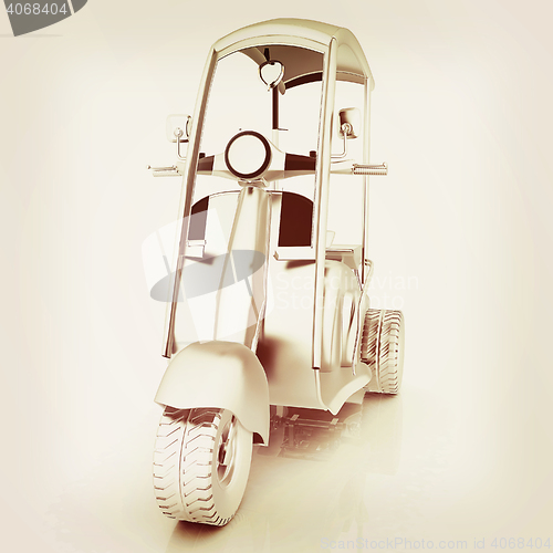 Image of scooter. 3D illustration. Vintage style.