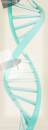 Image of DNA structure model on white. 3D illustration. Vintage style.