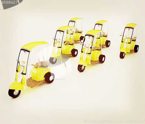 Image of scooters. 3D illustration. Vintage style.