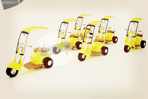 Image of scooters. 3D illustration. Vintage style.