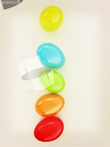 Image of Alphabet from colorful eggs. Letter \"I\". 3D illustration. Vintag