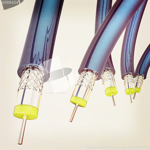 Image of Cables for high tech connect. 3D illustration. Vintage style.