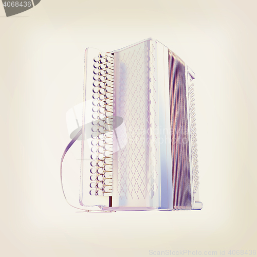 Image of Musical chrome icon instruments - bayan. 3D illustration. Vintag