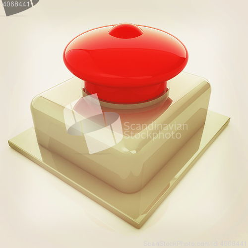 Image of Emergency Button 3d icon. 3D illustration. Vintage style.