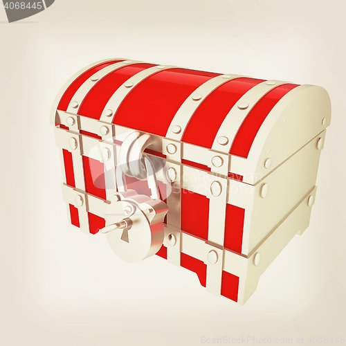 Image of cartoon chest. 3D illustration. Vintage style.