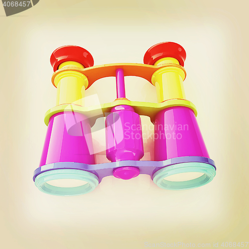 Image of binoculars. 3D illustration. Vintage style.