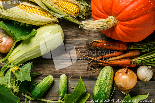 Image of Vegetables on wood