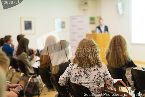 Image of Audience in lecture hall on scientific conference.